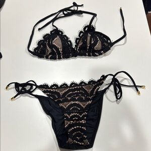 PQ Swim Black Lace String Bikini Set